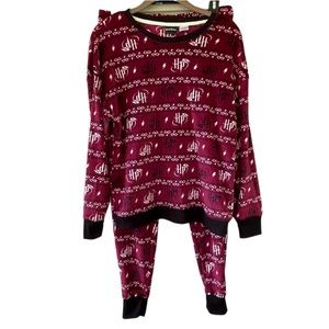 Harry Potter Burgundy 2-Piece Plush Pajama Set